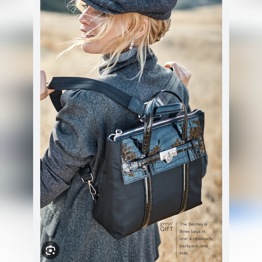 Brighton Bentley Convertible Backpack in black. 
